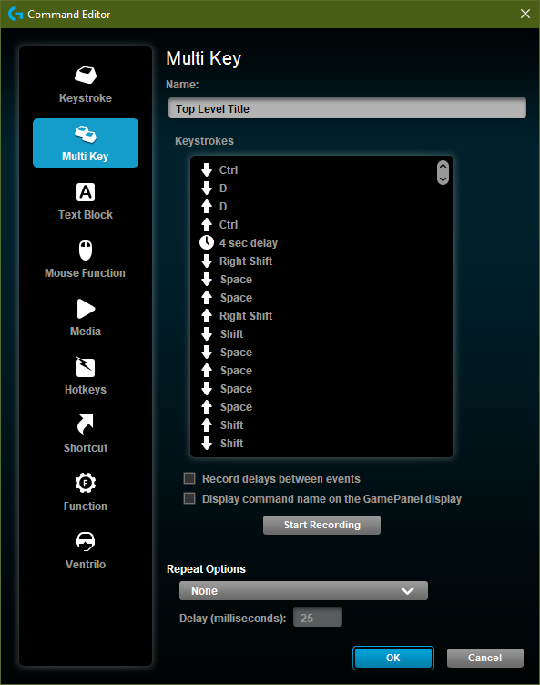 로지텍 게이밍소프트웨어에 에버노트 전체 제목으로 지정한 서식